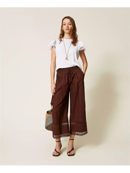 T-shirt regular con pizzo TWINSET | TT2064/00001